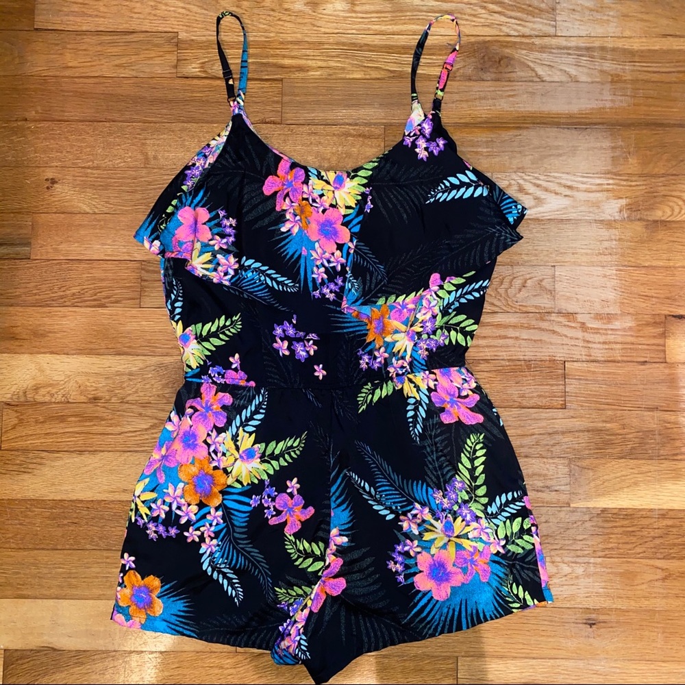 Black floral romper